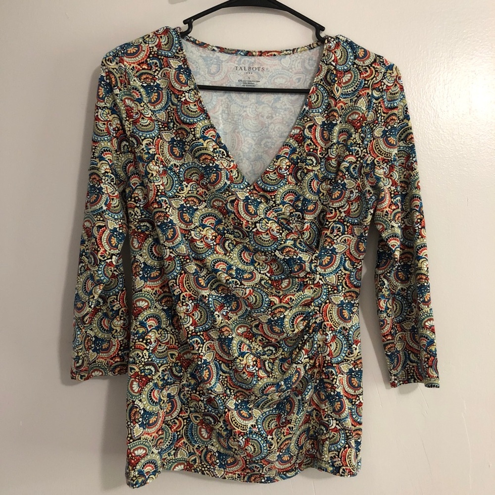 Talbots wrap 3/4 sleeve top